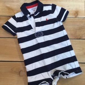Ralph Lauren Striped Polo Romper 12m Boys